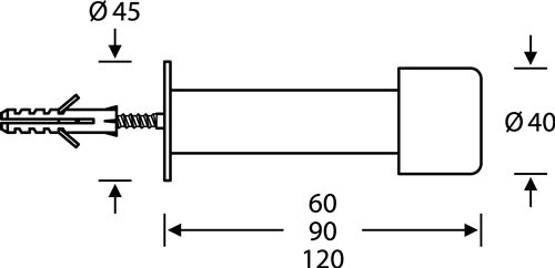 Wandtürpuffür 38 3880 Edelstahl matt Länge 120 mm FSB – Ansicht 3