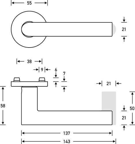 Rosettengarnitur 12 1076 Aluminium 0105 rund BB DIN links / rechts D/D FSB – Ansicht 3