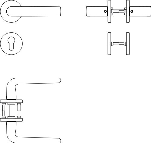 Rosettengarnitur 12 1267 Aluminium 0810 rund PZ DIN links / rechts FSB – Ansicht 3