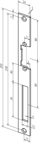 Flachschließblech 338 Stahl verzinkt käntig Breite 24 x Länge 250 mm DIN links / rechts ASSA ABLOY