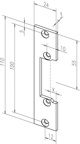 Flachschließblech 106 Stahl verzinkt käntig Breite 24 x Länge 110 mm DIN links / rechts ASSA ABLOY