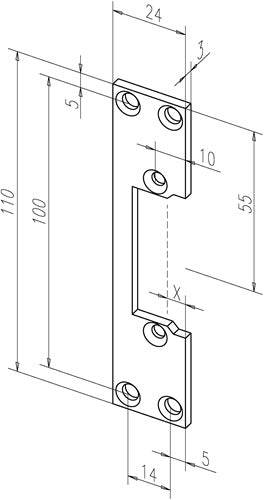 Flachschließblech 107 Stahl verzinkt käntig Breite 24 x Länge 110 mm DIN links / rechts ASSA ABLOY