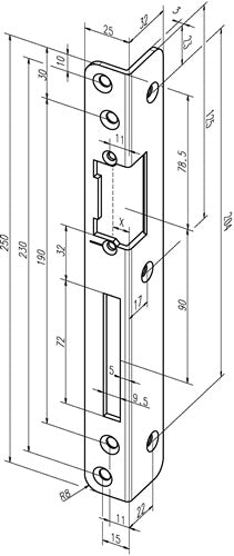 Sicherheits-Winkelschließblech 69 Stärke 3 mm Stahl weiß DIN rechts ASSA ABLOY
