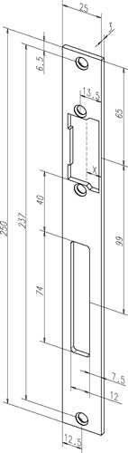 Flachschließblech 691 Edelstahl matt käntig Breite 25 x Länge 250 mm DIN links / rechts ASSA ABLOY