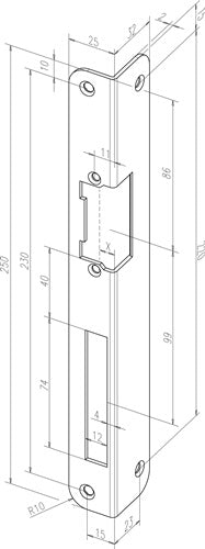 Winkelschließblech 324 Stärke 3 mm Stahl geschliffen verzinkt DIN links ASSA ABLOY – Ansicht 3