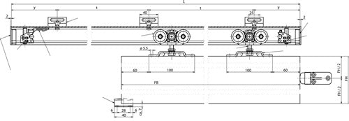 Schiebesystem Perlan 140 140 kg 2850 mm EV 1 26 - 60 mm gründsystem 500 - 1440 mm Wand- / Deckenmontage GEZE – Ansicht 4