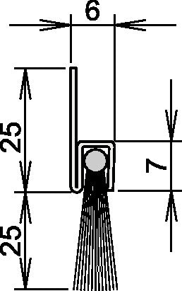 Bürstentürdichtung Ferrobros FA 25-6 Länge 1100 mm Breite 6 mm Rosshaar mixed Aufschrauben ATHMER