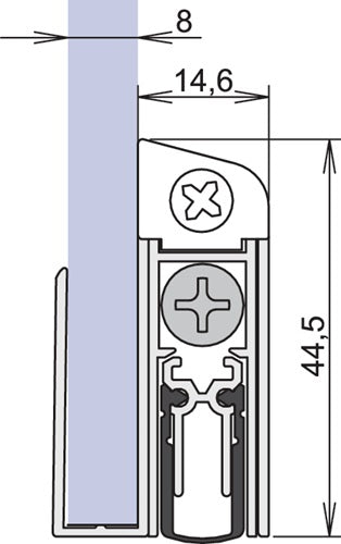 Türdichtung Schall-Ex® GS-8 1-407 1-seitig Länge 833 mm Aluminium silberfarben eloxiert grau Glastüren links/rechts ATHMER