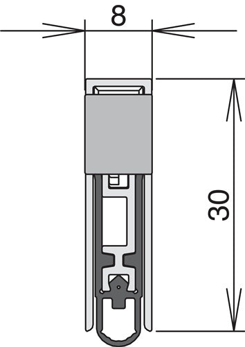 Türdichtung Schall-Ex L-8/30 WS 1-seitig Länge 833 mm Breite 8 mm Aluminium silber silber Holztüren l – Ansicht 3