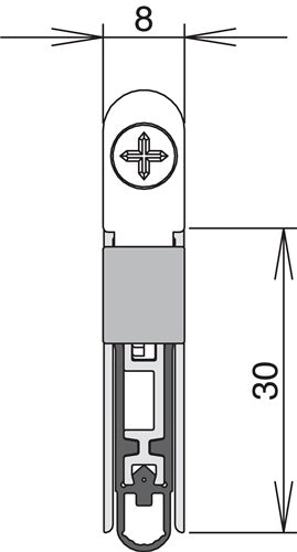 Türdichtung Schall-Ex L-8/30 WS 1-seitig Länge 708 mm Breite 8 mm Aluminium silber silber Holztüren l – Ansicht 4