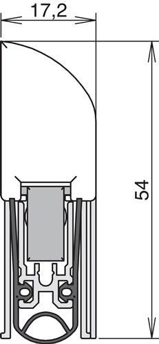 Türdichtung Ex L-15 FS C-0 1-seitig Länge 1055 mm Breite 172 mm Aluminium silber eloxiert Holz- Metall – Ansicht 3