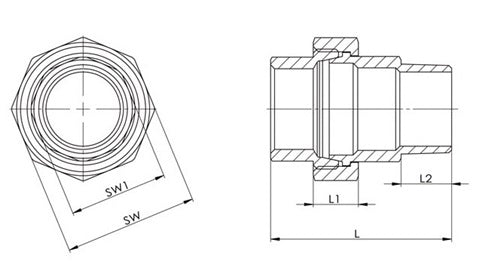 Verschraubung EN 10226-1 NPS=1 ? 312A konisch dichtend L 68 mm L1=17 mm L2=19 mm SPRINGER - VPE: 10 – Ansicht 3