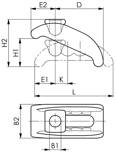 Spannpratze Nr 6313K Größe 13 für T-Nut 12 + 14 mm Spannhöhe 0-35 mm AMF – Ansicht 3