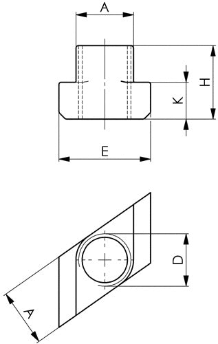 T-Nutenstein Nr 510 T-Nut 18 mm M16 rhombisch AMF – Ansicht 3