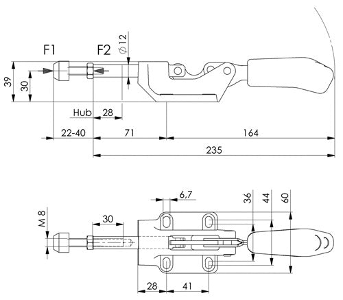 Schubstangenspanner Nr 6845 Größe 3 Druckspanner AMF – Ansicht 3