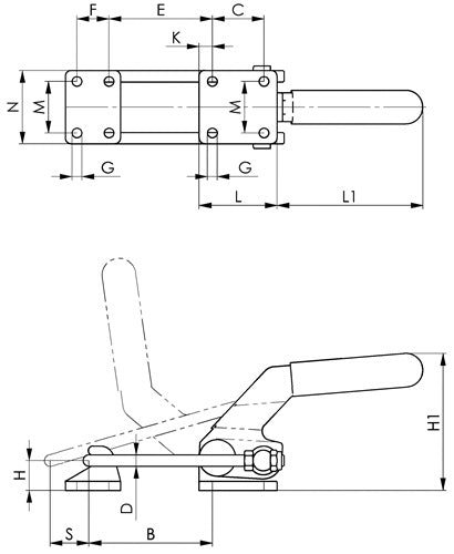 Verschlussspanner Nr 6849PH Größe 4 horizontal schwer AMF – Ansicht 3