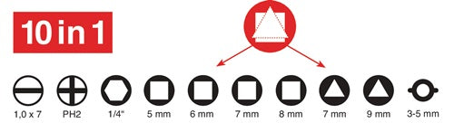 Schaltschrankschlüssel Universal 10 Funktionen mit Bitadapter SCHUEBO – Ansicht 3