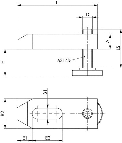 Spanneisen Nr 6314V für T-Nut 16 mm Spannhöhe 13 - 48 mm Spannschraube M16 x 16 x 125 mm AMF – Ansicht 3