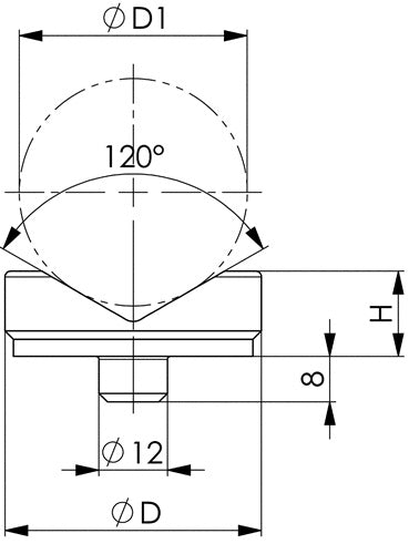 Schraubbockaufsatz Nr 6441 Einsteckzapfen-Ø 12 mm Prisma Außen-Ø 65 mm AMF – Ansicht 3