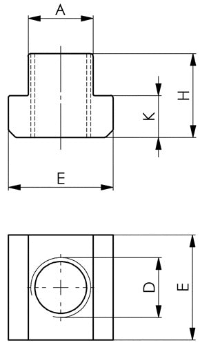 T-Nutenstein DIN 508 T-Nut 22 mm M20 AMF – Ansicht 3