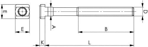 T-Nutenschraube DIN 787 T-Nut 16 mm M16 Länge 63 mm Güteklasse 88 mit Mutter und Scheibe AMF – Ansicht 3