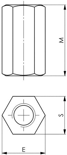 Verlängerungsmutter Nr 6334 M24 Schlüsselweiße 36 mm AMF – Ansicht 3