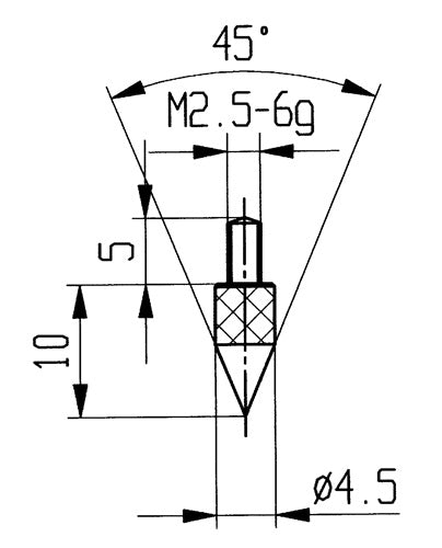 Messeinsatz 45° Kegel M25 Stahl passend zu Messuhren KÄFER