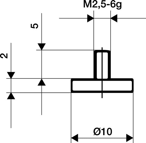 Messeinsatz Ø 10 mm plan M25 Stahl passend zu Messuhren KÄFER