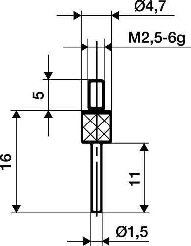 Messeinsatz Ø 15 mm Länge 11 mm Stift M25 Stahl passend zu Messuhren KÄFER