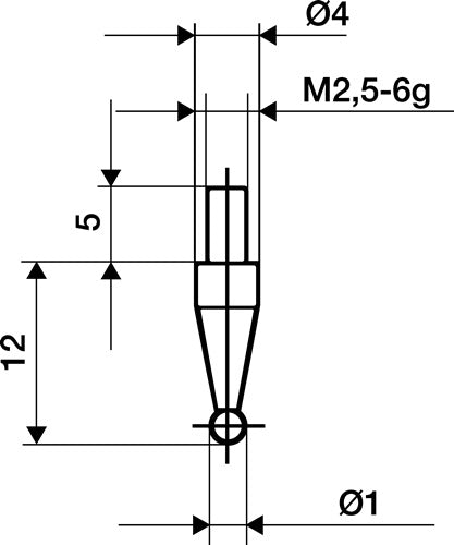 Messeinsatz Ø 1 mm Kugel M25 Stahl passend zu Messuhren KÄFER