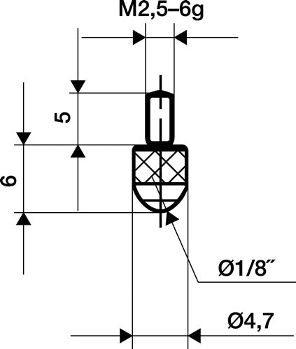 Messeinsatz Ø 3 mm Länge 6 mm Kugel M25 Rubin passend zu Messuhren KÄFER