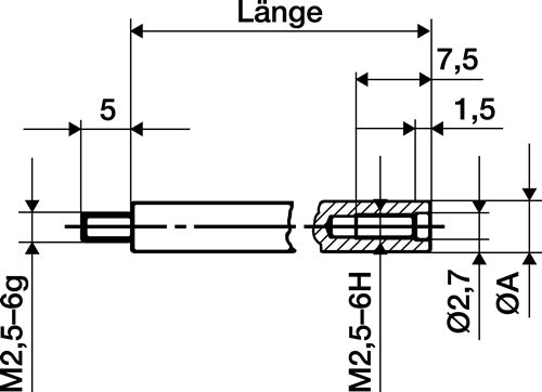 Verlängerungsstück Länge 20 mm Messbolzen-Ø 4 mm passend zu Messuhren KÄFER