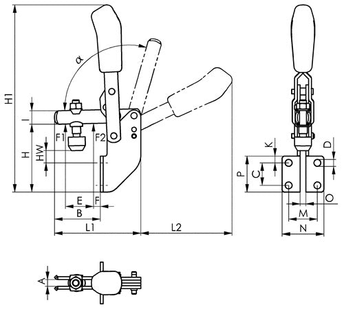 Senkrechtspanner Nr 6803 Größe 4 Winkelfuß AMF – Ansicht 3