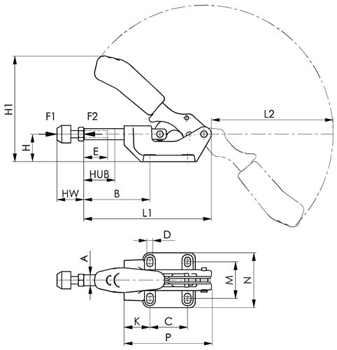 Schubstangenspanner Nr 6842 Größe 3 schwer Druck-/Zugspanner AMF – Ansicht 3