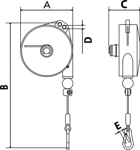 Federzug TCN 9320 Tragfähigkeit 1-25 kg Seillänge 20 m Seil-Ø 20 mm PLANETA – Ansicht 3