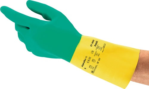 Chemikalienhandschuhe AlphaTec® 87-900 Größe 10 grün/gelb EN 388 EN 374 EN 421 PSA-Kategorie III ANSELL - VPE: 12