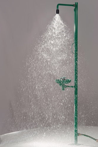 Notdusche ClassicLine mit Augendusche mit Auffangbecken Bodenmontage Anschluss 3/4 IG ? B-SAFETY – Ansicht 3
