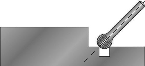 Frässtift KUD Schaft-Ø 3 mm Ø 3 mm Kopflänge 27 mm Hartmetall Blank Verzahnung KVZ 4 RUKO – Ansicht 3