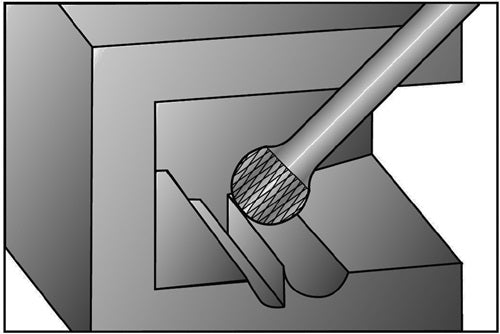 Frässtift KUD Schaft-Ø 6 mm Ø 10 mm Kopflänge 9 mm Hartmetall Blank Verzahnung KVZ 4 RUKO – Ansicht 3