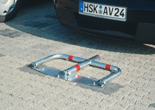 Sperrbügel Höhe über Flur 500 mm silber mit roten Reflexstreifen Ø 60/40 mm mit Profilzylinder URBANUS – Ansicht 2