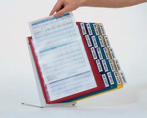 Tischständer Stahlblech lichtgrau RAL 7035 20 Sichttafeln DIN A4 mit Profilrahmen DURABLE – Ansicht 3