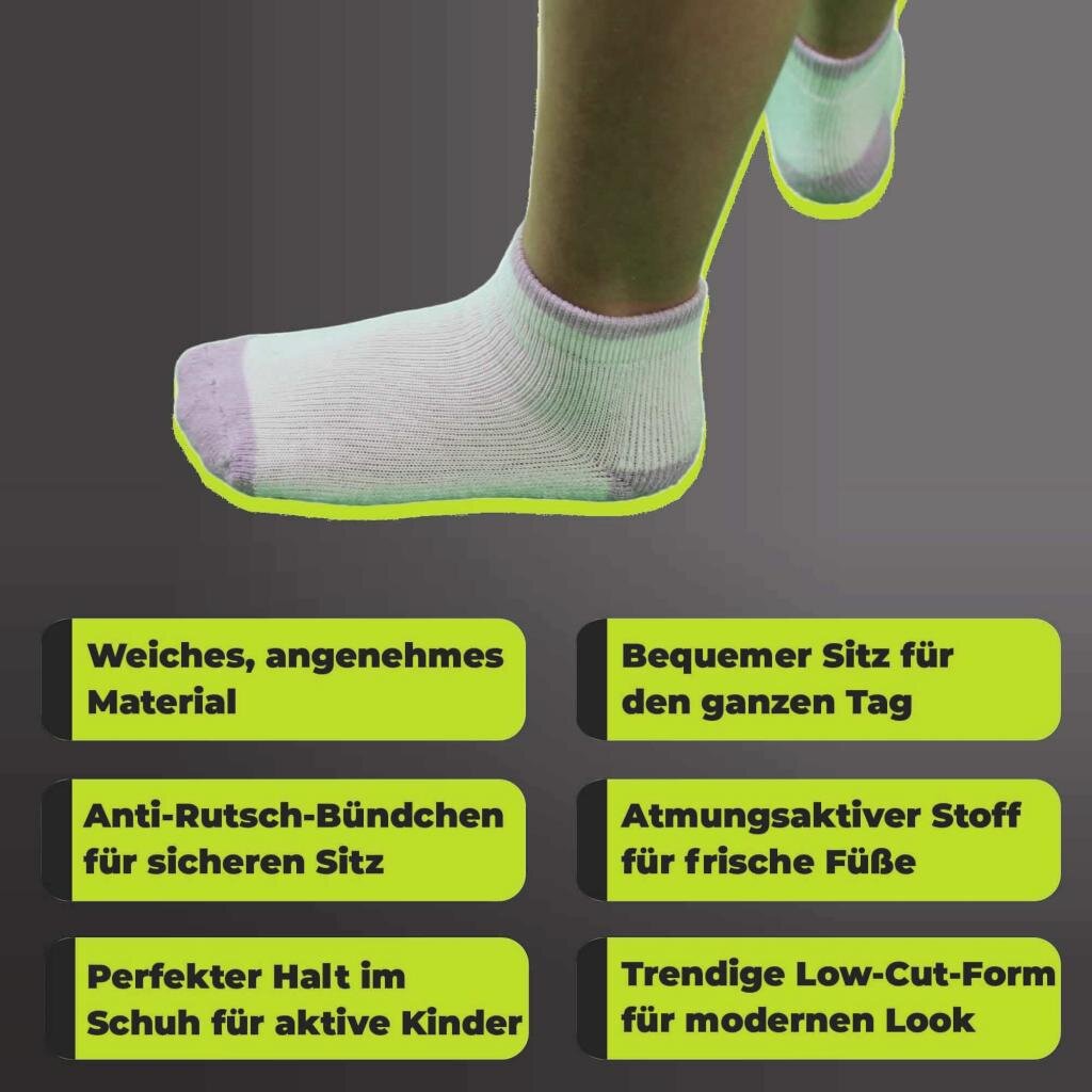 Athletech 6 Paar Low-Cut-Sportsocken für Kinder 3-5 Jahre bis Gr. 34 Pastellfarben – Ansicht 3