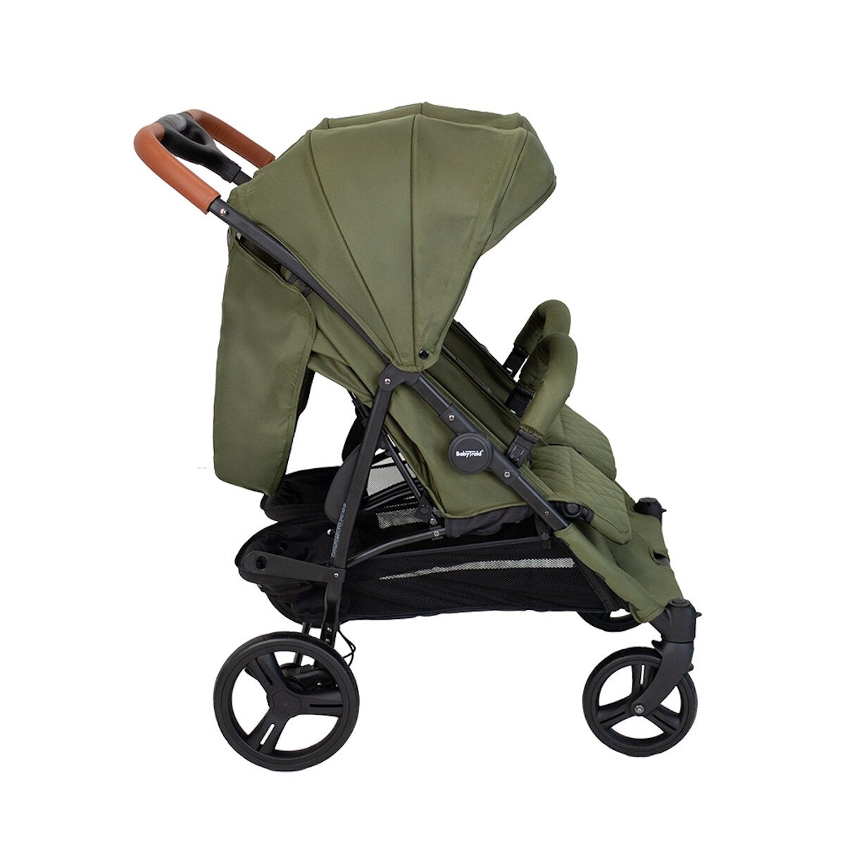 BabyTrold OS2 Zwillingsbuggy Olive, verstellbar, pannensichere Räder – Ansicht 2