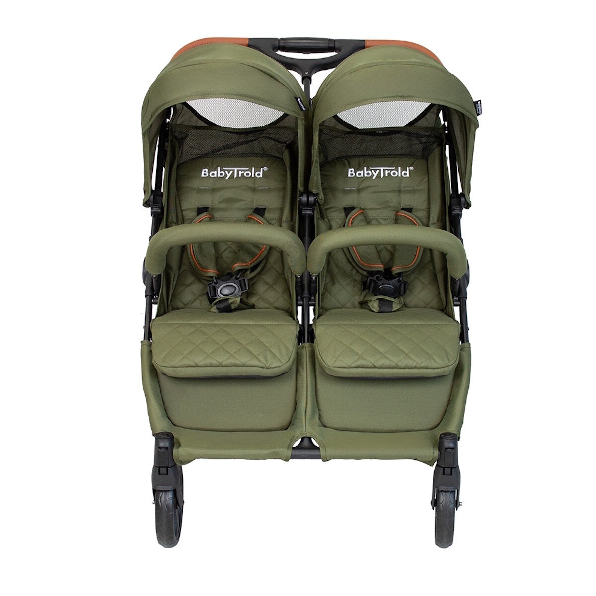 BabyTrold OS2 Zwillingsbuggy Olive, verstellbar, pannensichere Räder – Ansicht 3