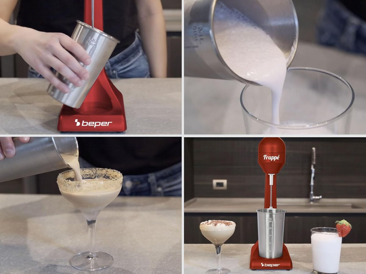 BEPER BP.690 Elektrischer Milchshaker 100W – Drink Mixer mit 500ml Edelstahlbecher – Shaker für Milchshakes, – Ansicht 4