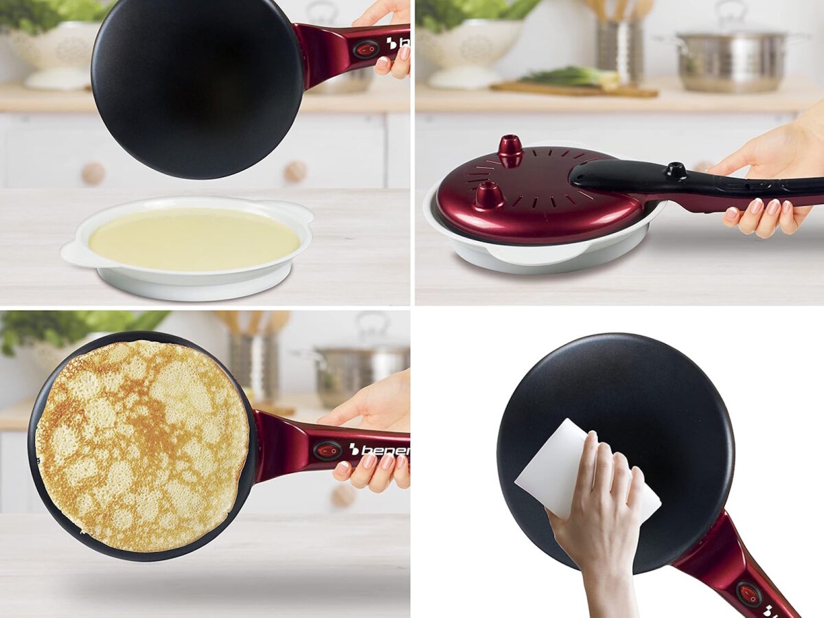 Beper BT.710Y Elektrischer Crêpes Maker 800W, Antihaftplatte 20 cm - Crepe-, Pancake- & Omelettmaker mit – Ansicht 3