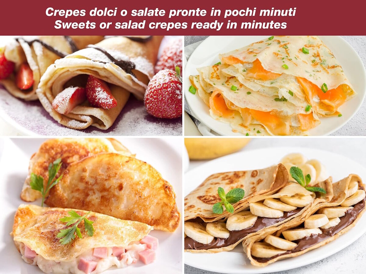 Beper BT.710Y Elektrischer Crêpes Maker 800W, Antihaftplatte 20 cm - Crepe-, Pancake- & Omelettmaker mit – Ansicht 5