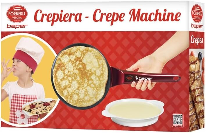 Beper BT.710Y Elektrischer Crêpes Maker 800W, Antihaftplatte 20 cm - Crepe-, Pancake- & Omelettmaker mit – Ansicht 7