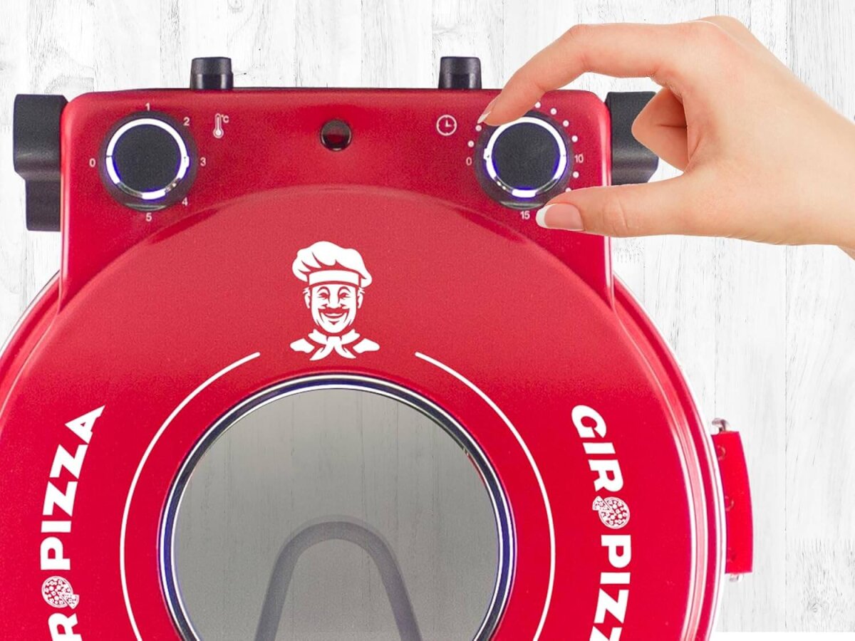 Beper P101CUD301 Pizzaofen mit Bullauge, 400°C, 31 cm Keramikplatte, 5 Kochstufen, 15-Minuten-Timer, – Ansicht 2