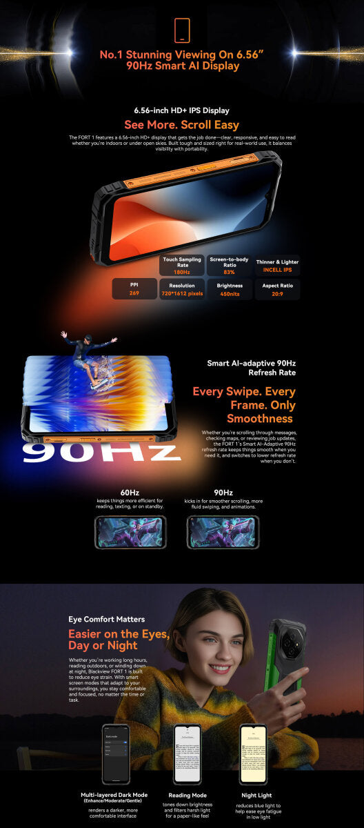 Blackview FORT 1 Outdoor Smartphone 6GB+256GB Grün, Android 15, 6,56" HD+ IPS, 10000mAh Akku – Ansicht 4